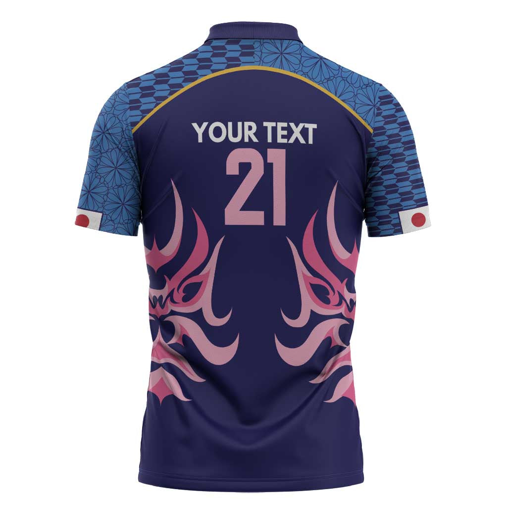 Twenty20 Japan Cricket Custom Zipper Polo Shirt Retro Blue Version - Wonder Print Shop