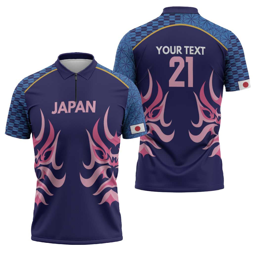 Twenty20 Japan Cricket Custom Zipper Polo Shirt Retro Blue Version - Wonder Print Shop