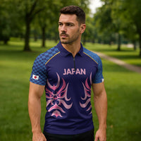 Twenty20 Japan Cricket Custom Zipper Polo Shirt Retro Blue Version - Wonder Print Shop