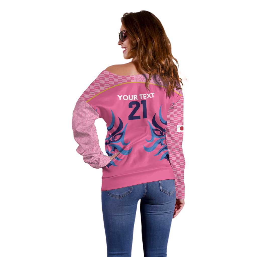 Twenty20 Japan Cricket Custom Off Shoulder Sweater Retro Pink Version - Wonder Print Shop