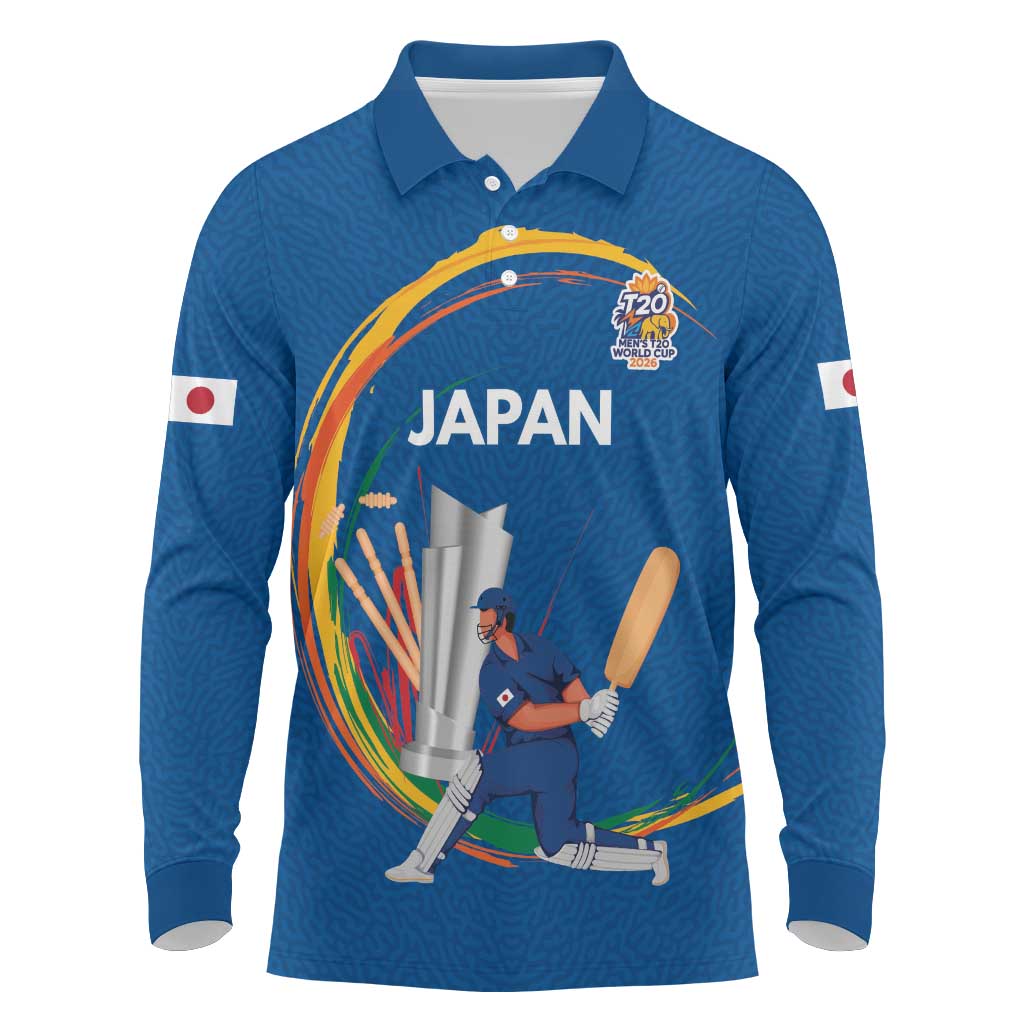 Custom Cricket Japan East Asia-Pacific Long Sleeve Polo Shirt Japan Momentum Unleashed - Wonder Print Shop