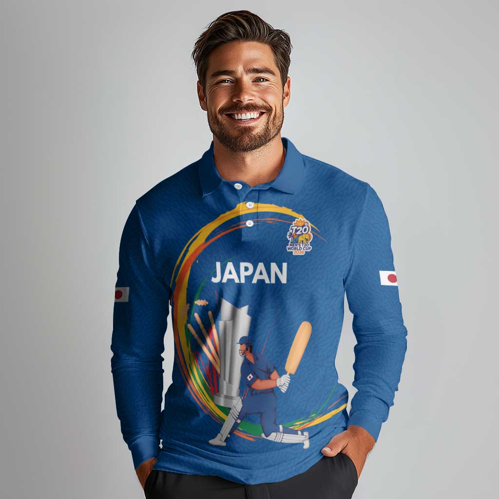 Custom Cricket Japan East Asia-Pacific Long Sleeve Polo Shirt Japan Momentum Unleashed - Wonder Print Shop