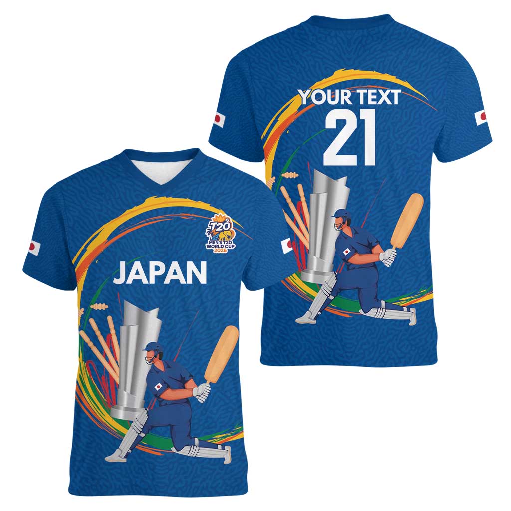 Custom Cricket Japan East Asia-Pacific Women V-Neck T-Shirt Japan Momentum Unleashed - Wonder Print Shop