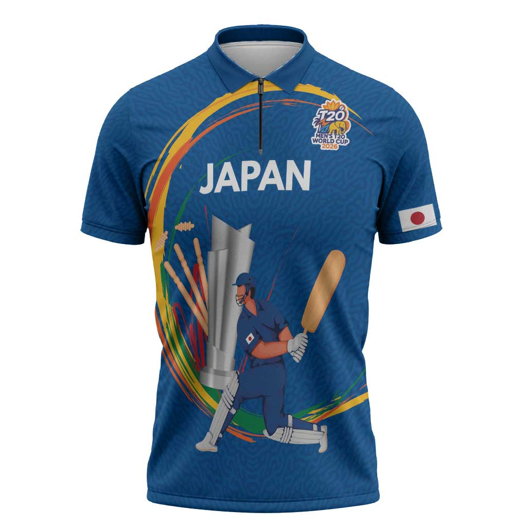 Custom Cricket Japan East Asia-Pacific Zipper Polo Shirt Japan Momentum Unleashed - Wonder Print Shop