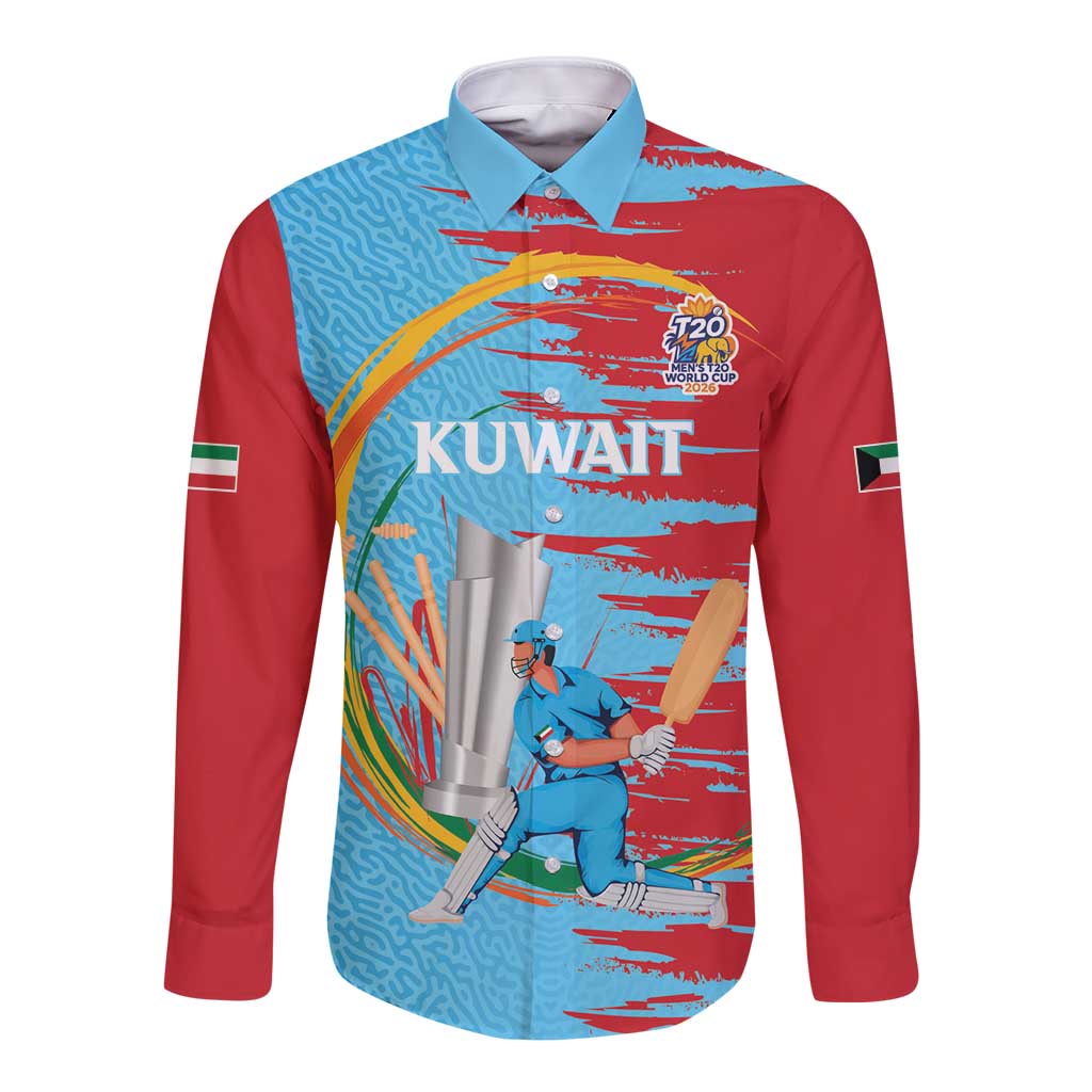Custom Cricket Kuwait East Asia-Pacific Long Sleeve Button Shirt Kuwait Chase for Triumph - Wonder Print Shop