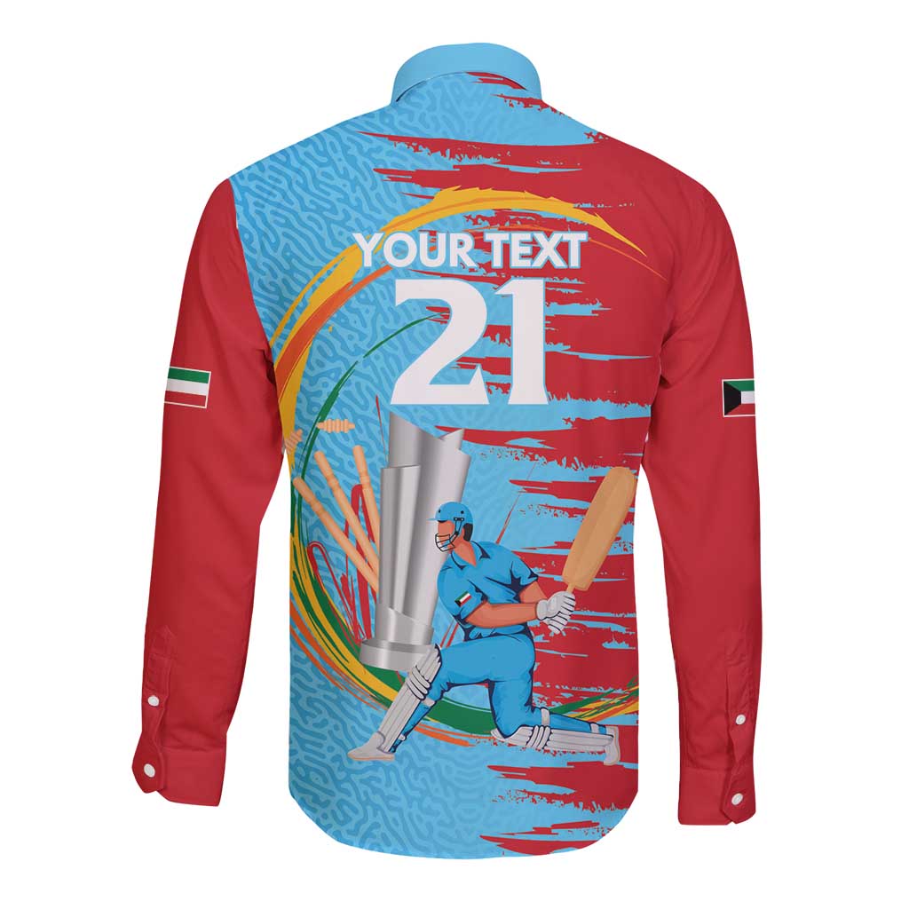 Custom Cricket Kuwait East Asia-Pacific Long Sleeve Button Shirt Kuwait Chase for Triumph - Wonder Print Shop