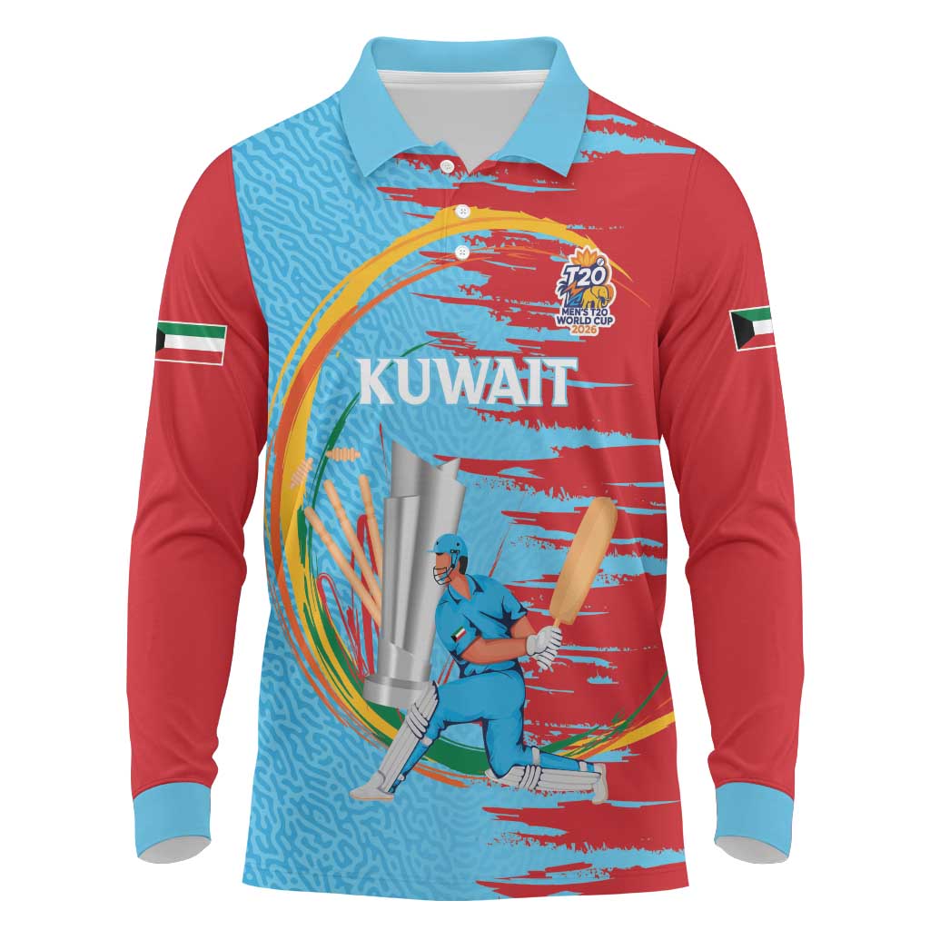 Custom Cricket Kuwait East Asia-Pacific Long Sleeve Polo Shirt Kuwait Chase for Triumph - Wonder Print Shop