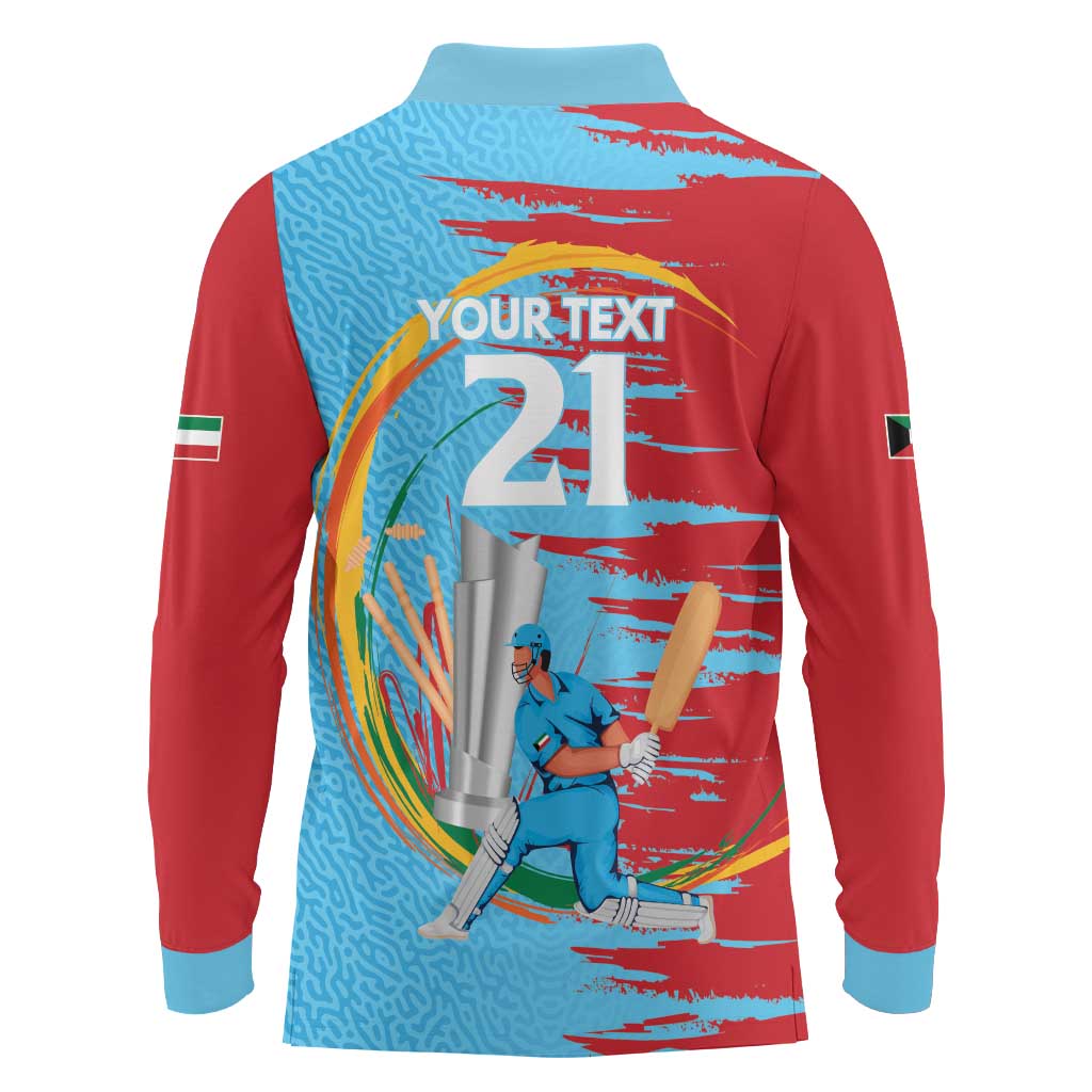 Custom Cricket Kuwait East Asia-Pacific Long Sleeve Polo Shirt Kuwait Chase for Triumph - Wonder Print Shop
