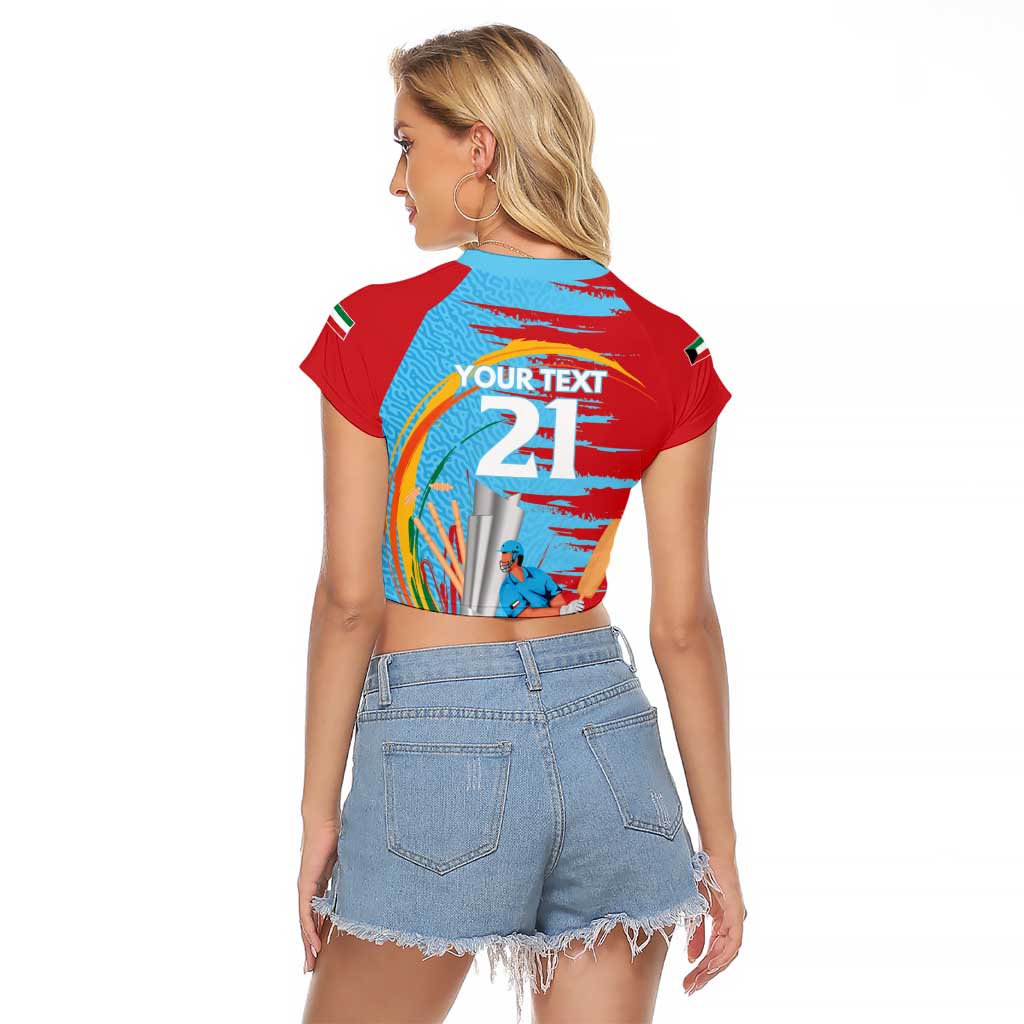Custom Cricket Kuwait East Asia-Pacific Raglan Cropped T Shirt Kuwait Chase for Triumph - Wonder Print Shop
