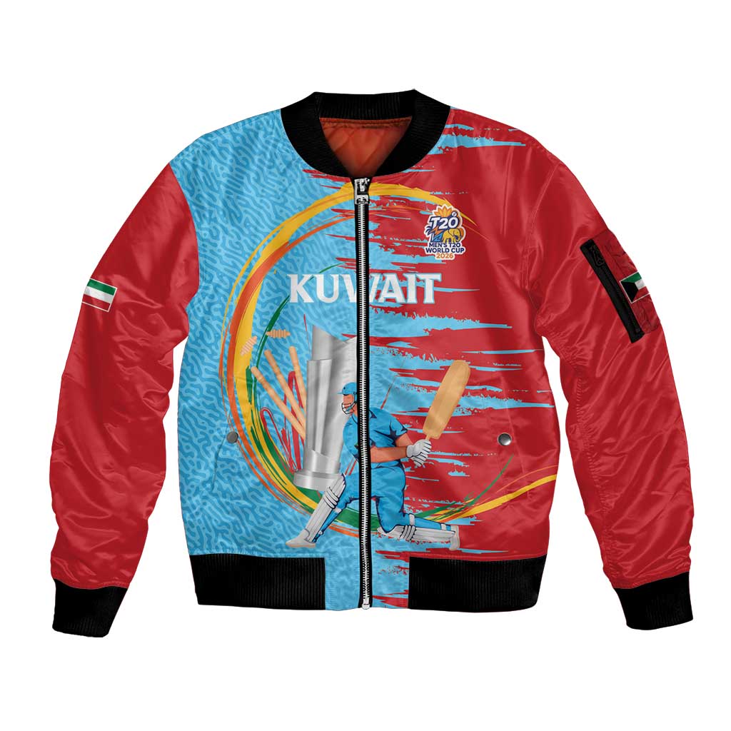Custom Cricket Kuwait East Asia-Pacific Sleeve Zip Bomber Jacket Kuwait Chase for Triumph - Wonder Print Shop