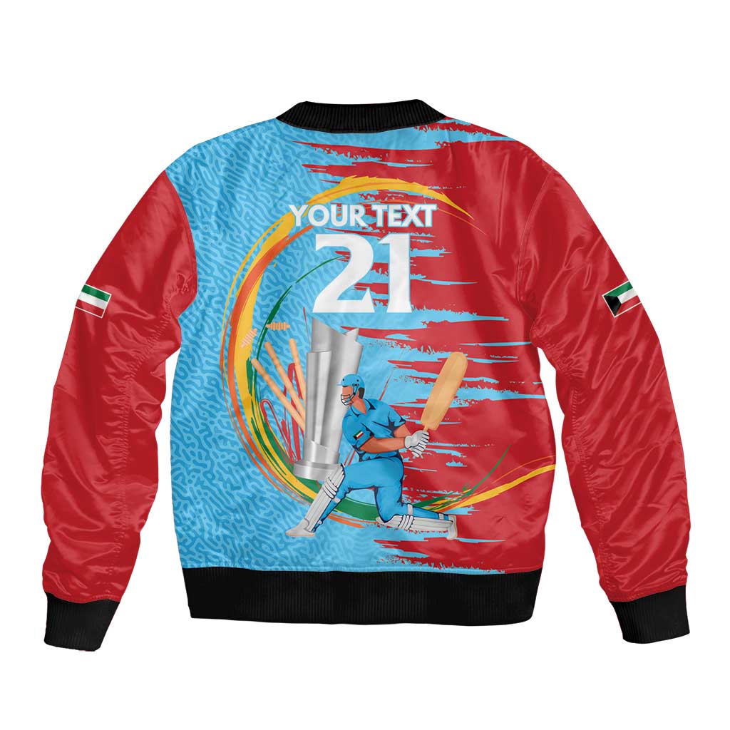 Custom Cricket Kuwait East Asia-Pacific Sleeve Zip Bomber Jacket Kuwait Chase for Triumph - Wonder Print Shop