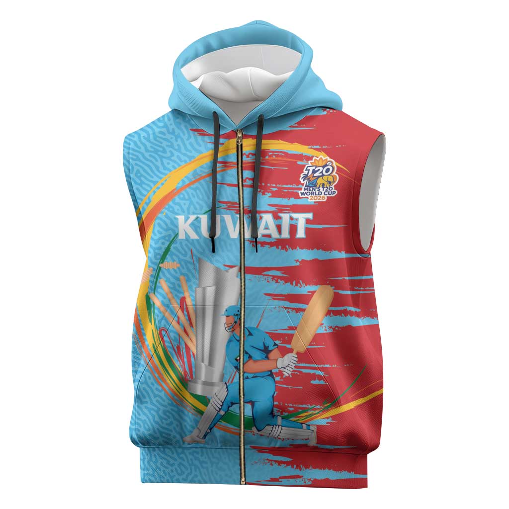 Custom Cricket Kuwait East Asia-Pacific Sleeveless Zip Hoodie Kuwait Chase for Triumph - Wonder Print Shop