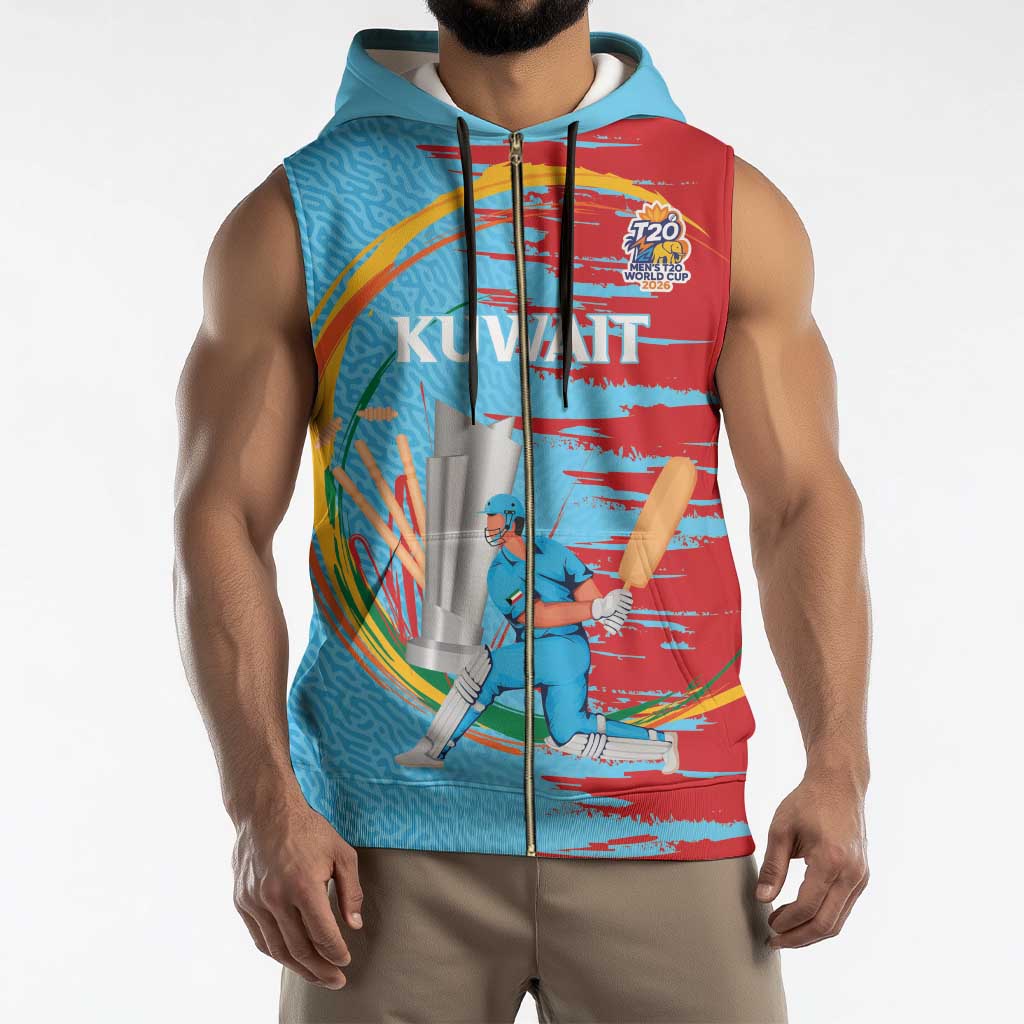 Custom Cricket Kuwait East Asia-Pacific Sleeveless Zip Hoodie Kuwait Chase for Triumph - Wonder Print Shop