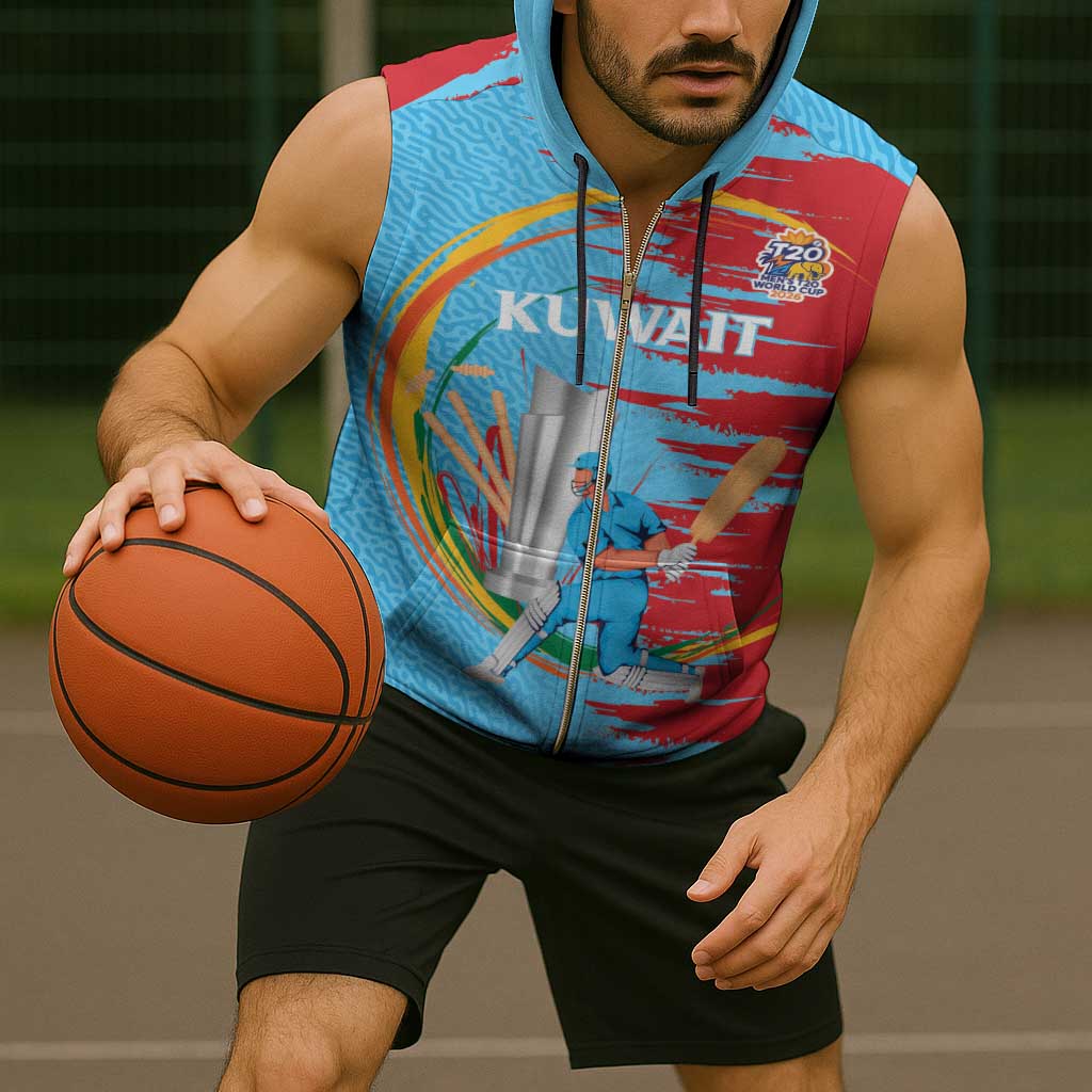 Custom Cricket Kuwait East Asia-Pacific Sleeveless Zip Hoodie Kuwait Chase for Triumph - Wonder Print Shop