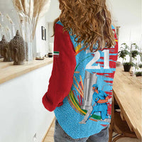 Custom Cricket Kuwait East Asia-Pacific Women Casual Shirt Kuwait Chase for Triumph - Wonder Print Shop