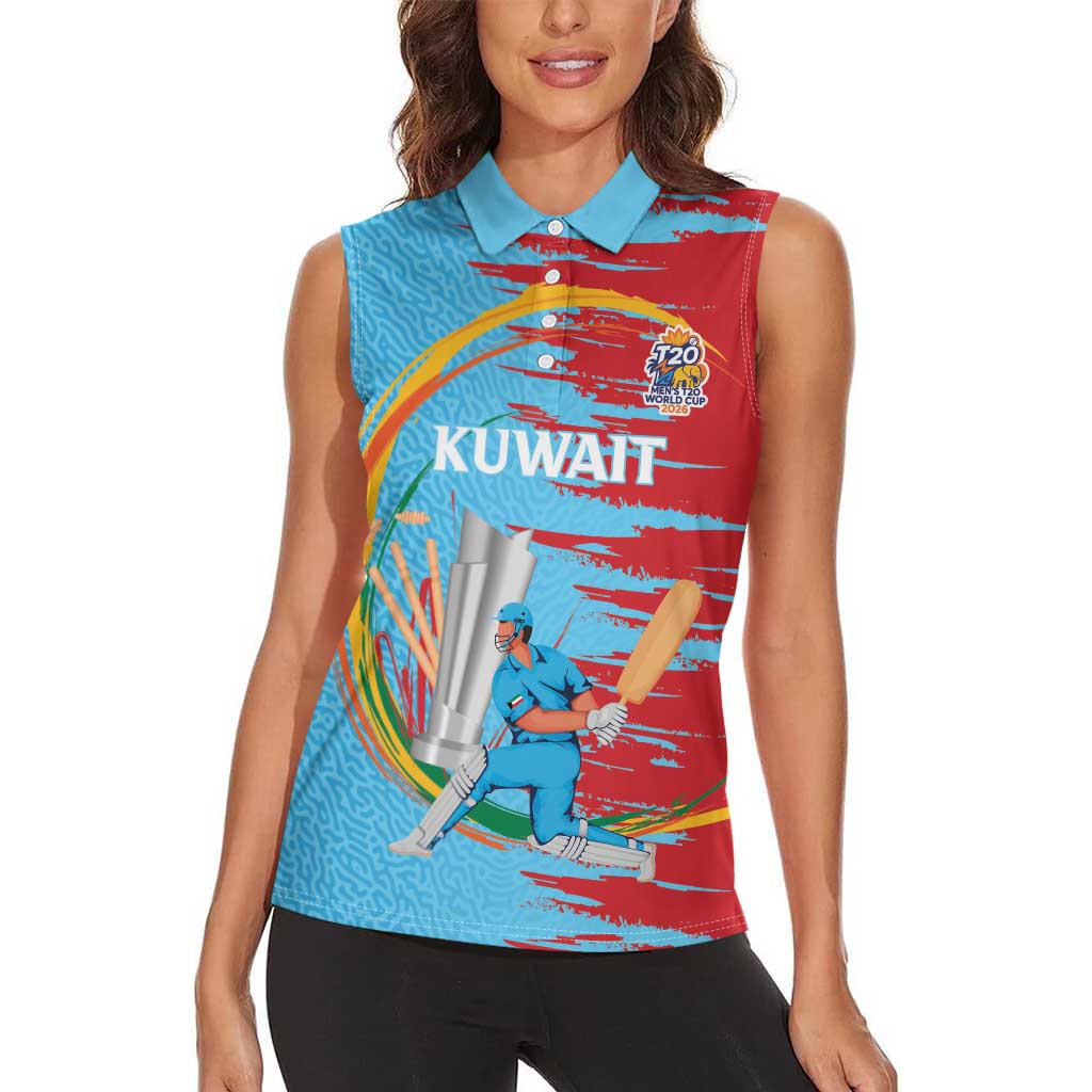 Custom Cricket Kuwait East Asia-Pacific Women Sleeveless Polo Shirt Kuwait Chase for Triumph - Wonder Print Shop