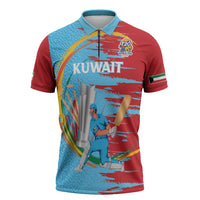 Custom Cricket Kuwait East Asia-Pacific Zipper Polo Shirt Kuwait Chase for Triumph - Wonder Print Shop