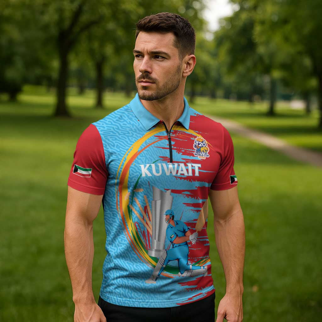 Custom Cricket Kuwait East Asia-Pacific Zipper Polo Shirt Kuwait Chase for Triumph - Wonder Print Shop