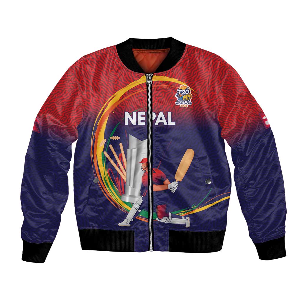 Custom Cricket Nepal East Asia-Pacific Bomber Jacket Nepal Cricket Crown Quest - Wonder Print Shop