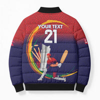 Custom Cricket Nepal East Asia-Pacific Bomber Puffer Jacket Nepal Cricket Crown Quest - Wonder Print Shop