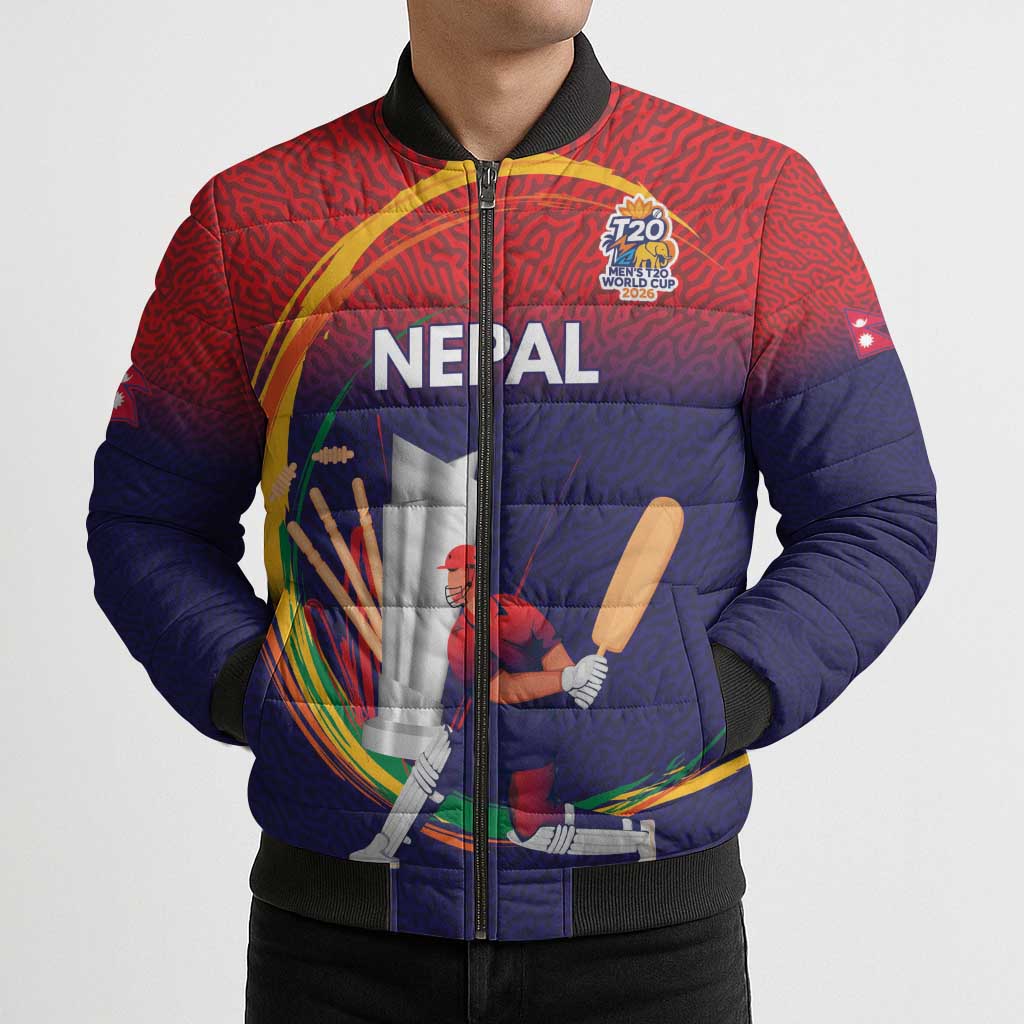 Custom Cricket Nepal East Asia-Pacific Bomber Puffer Jacket Nepal Cricket Crown Quest - Wonder Print Shop