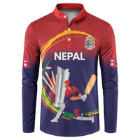 Custom Cricket Nepal East Asia-Pacific Button Sweatshirt Nepal Cricket Crown Quest - Wonder Print Shop