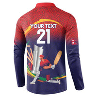 Custom Cricket Nepal East Asia-Pacific Button Sweatshirt Nepal Cricket Crown Quest - Wonder Print Shop