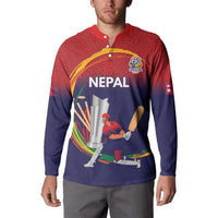 Custom Cricket Nepal East Asia-Pacific Button Sweatshirt Nepal Cricket Crown Quest - Wonder Print Shop