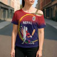 Custom Cricket Nepal East Asia-Pacific Cross Shoulder Shirt Nepal Cricket Crown Quest - Wonder Print Shop