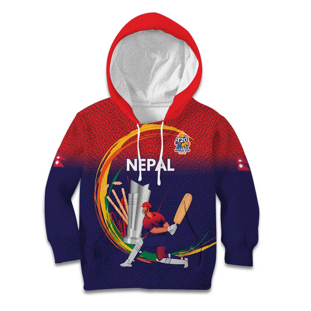 Custom Cricket Nepal East Asia-Pacific Kid Hoodie Nepal Cricket Crown Quest - Wonder Print Shop