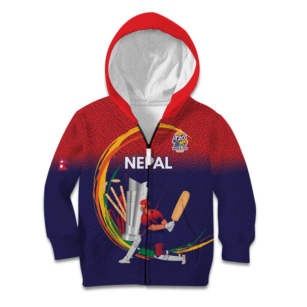 Custom Cricket Nepal East Asia-Pacific Kid Hoodie Nepal Cricket Crown Quest - Wonder Print Shop