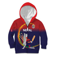 Custom Cricket Nepal East Asia-Pacific Kid Hoodie Nepal Cricket Crown Quest - Wonder Print Shop