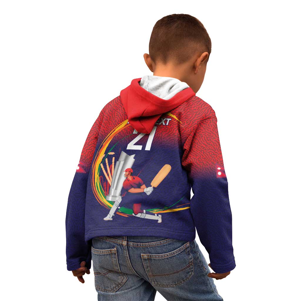 Custom Cricket Nepal East Asia-Pacific Kid Hoodie Nepal Cricket Crown Quest - Wonder Print Shop