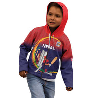 Custom Cricket Nepal East Asia-Pacific Kid Hoodie Nepal Cricket Crown Quest - Wonder Print Shop