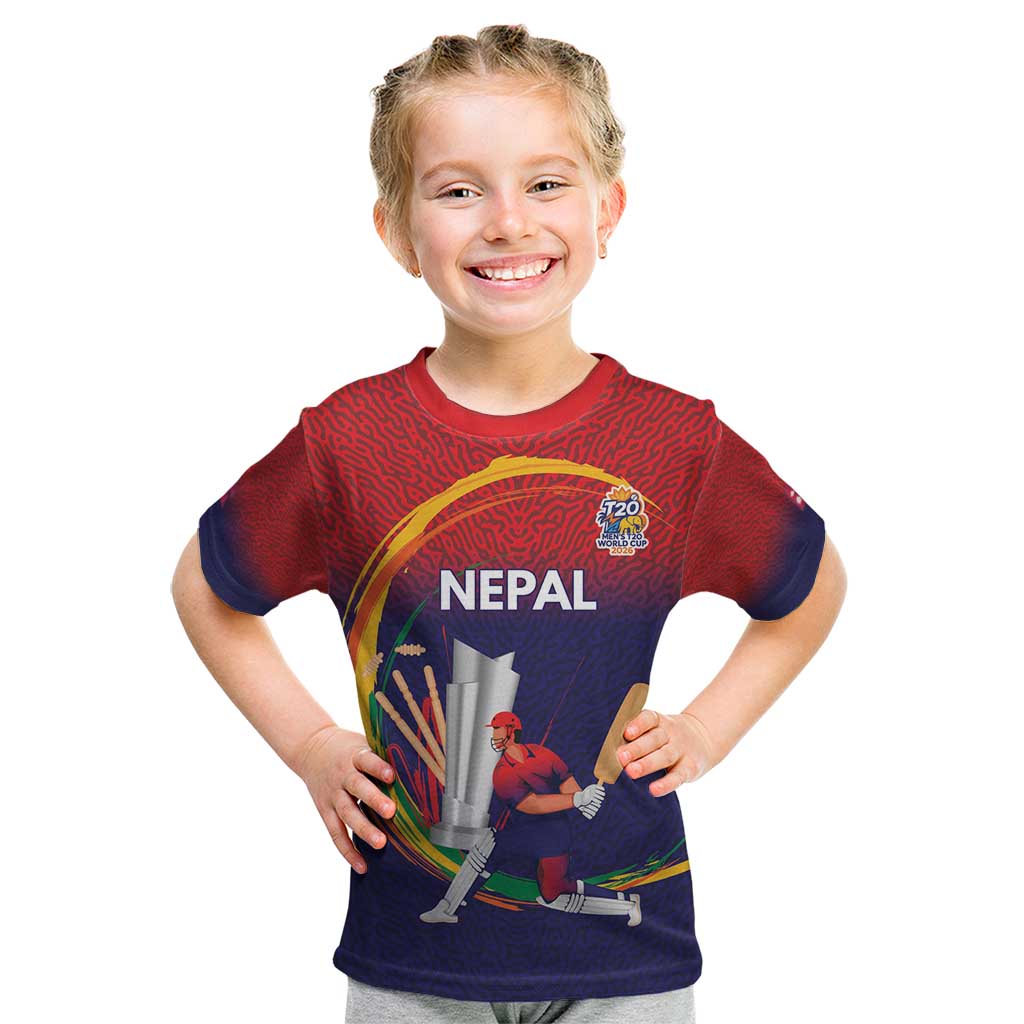 Custom Cricket Nepal East Asia-Pacific Kid T Shirt Nepal Cricket Crown Quest - Wonder Print Shop
