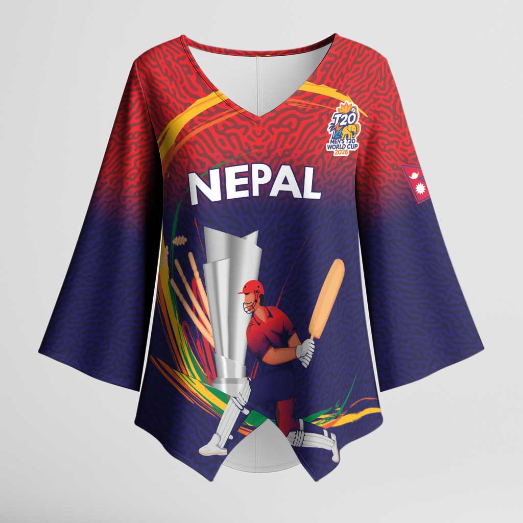 Custom Cricket Nepal East Asia-Pacific Kimono Sleeve Blouse Nepal Cricket Crown Quest - Wonder Print Shop