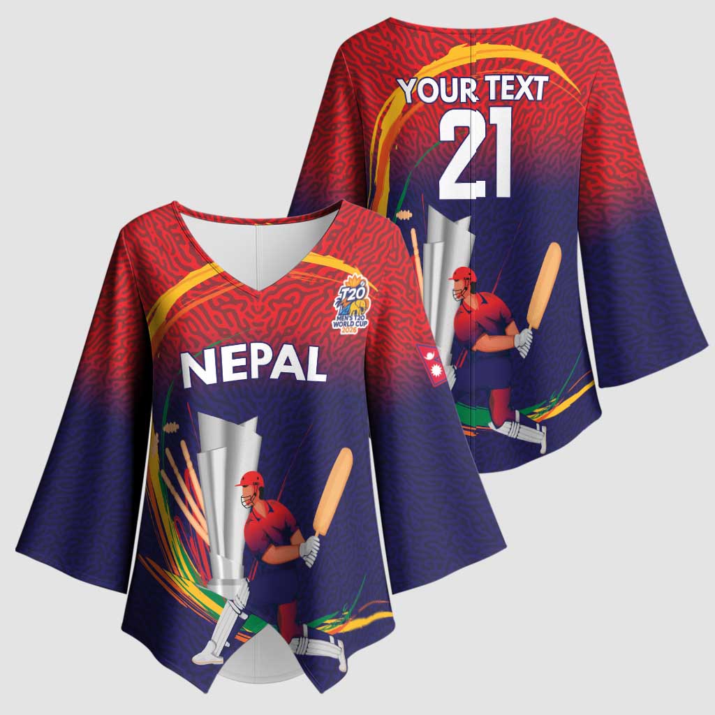 Custom Cricket Nepal East Asia-Pacific Kimono Sleeve Blouse Nepal Cricket Crown Quest - Wonder Print Shop