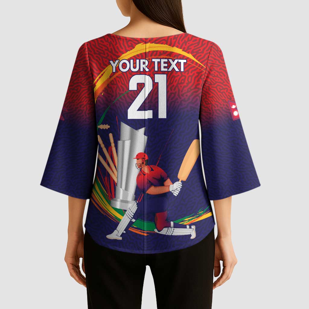 Custom Cricket Nepal East Asia-Pacific Kimono Sleeve Blouse Nepal Cricket Crown Quest - Wonder Print Shop