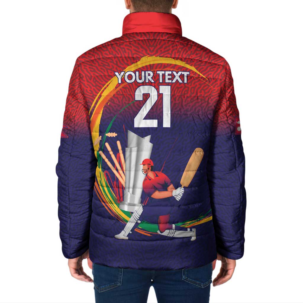 Custom Cricket Nepal East Asia-Pacific Padded Jacket Nepal Cricket Crown Quest - Wonder Print Shop
