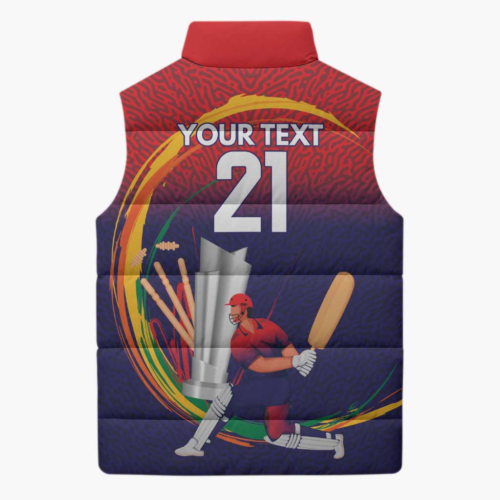 Custom Cricket Nepal East Asia-Pacific Sleeveless Puffer Jacket Nepal Cricket Crown Quest - Wonder Print Shop