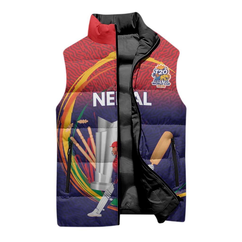 Custom Cricket Nepal East Asia-Pacific Sleeveless Puffer Jacket Nepal Cricket Crown Quest - Wonder Print Shop