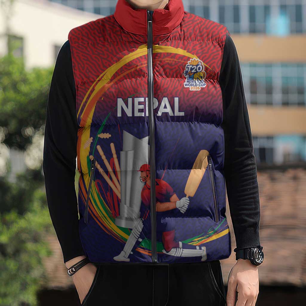 Custom Cricket Nepal East Asia-Pacific Sleeveless Puffer Jacket Nepal Cricket Crown Quest - Wonder Print Shop