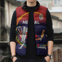 Custom Cricket Nepal East Asia-Pacific Sleeveless Puffer Jacket Nepal Cricket Crown Quest - Wonder Print Shop