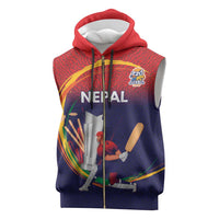Custom Cricket Nepal East Asia-Pacific Sleeveless Zip Hoodie Nepal Cricket Crown Quest - Wonder Print Shop