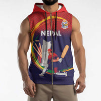 Custom Cricket Nepal East Asia-Pacific Sleeveless Zip Hoodie Nepal Cricket Crown Quest - Wonder Print Shop