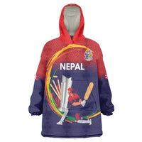 Custom Cricket Nepal East Asia-Pacific Wearable Blanket Hoodie Nepal Cricket Crown Quest - Wonder Print Shop