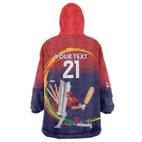 Custom Cricket Nepal East Asia-Pacific Wearable Blanket Hoodie Nepal Cricket Crown Quest - Wonder Print Shop