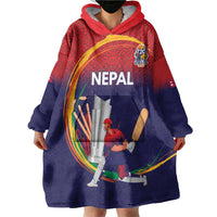 Custom Cricket Nepal East Asia-Pacific Wearable Blanket Hoodie Nepal Cricket Crown Quest - Wonder Print Shop