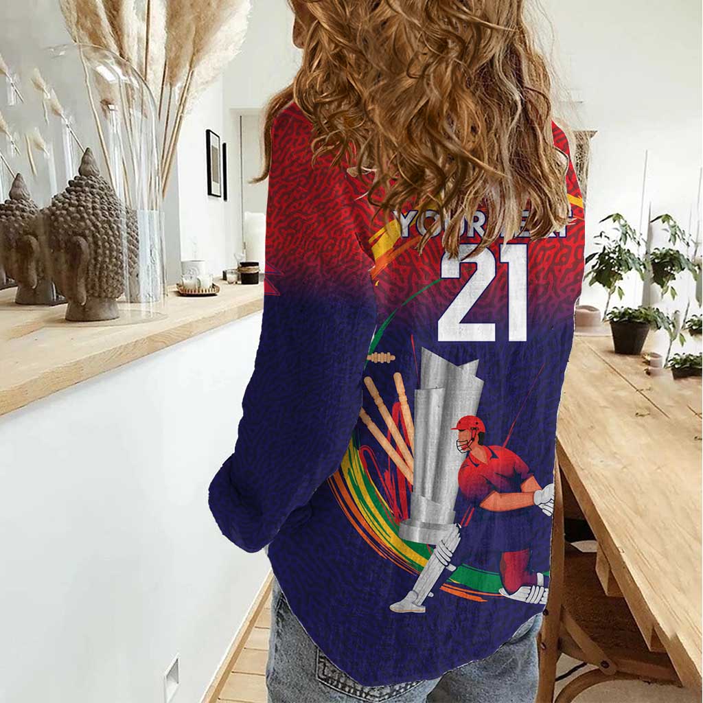 Custom Cricket Nepal East Asia-Pacific Women Casual Shirt Nepal Cricket Crown Quest - Wonder Print Shop