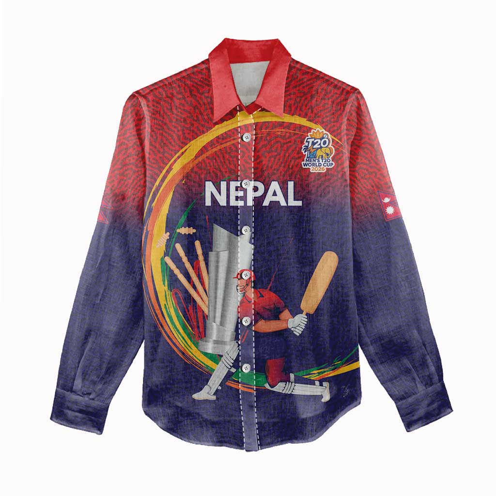 Custom Cricket Nepal East Asia-Pacific Women Casual Shirt Nepal Cricket Crown Quest - Wonder Print Shop
